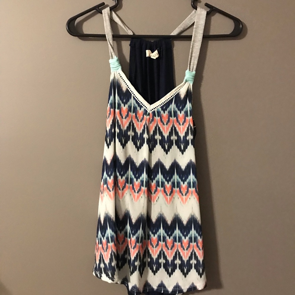 Navy, pink, and white tank